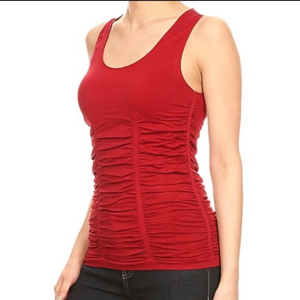 Bordeaux Ruched Tank, M - Picture 2 of 4